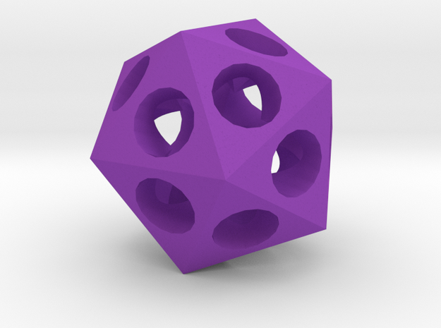 Pendant - Icosahedron in Purple Processed Versatile Plastic