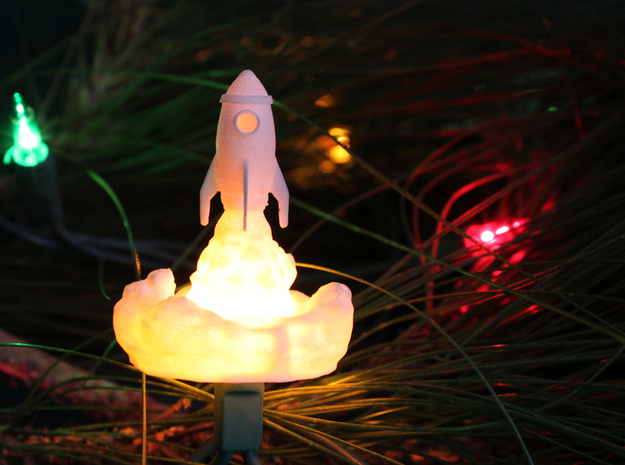 Rocket Christmas Ornament - Strong Flexible Plasti in White Processed Versatile Plastic