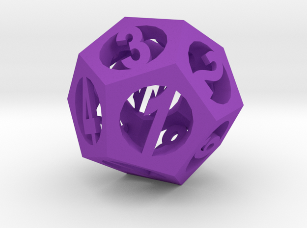 Pendant -dodecahedron2 in Purple Processed Versatile Plastic