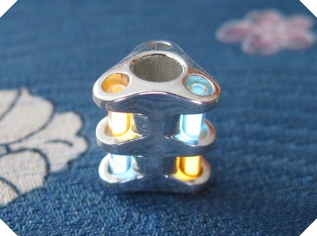 Triple Tritium Bead 2 (Pandora Thread) in Polished Silver