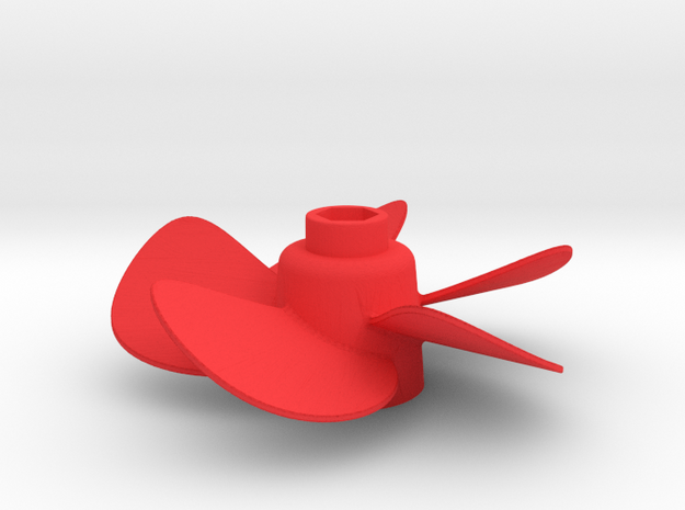 Propeller with 5 Blades in Red Processed Versatile Plastic