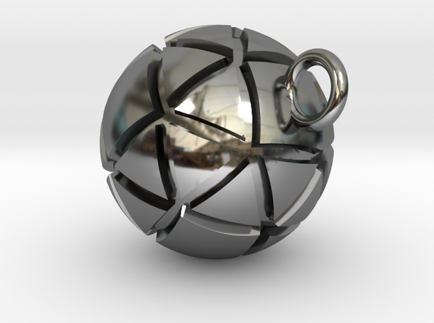 Pendentif Sphérique. Pendant sphere. in Fine Detail Polished Silver