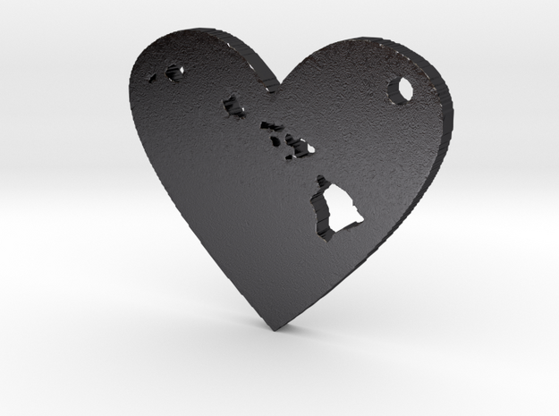 I Heart Hawaii Pendant in Polished and Bronzed Black Steel