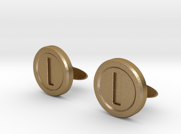 Mario Coin Cufflinks in Polished Gold Steel