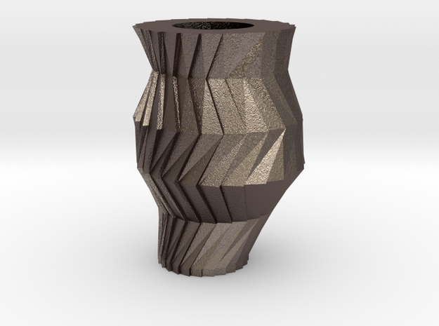 Gear Vase in Polished Bronzed Silver Steel