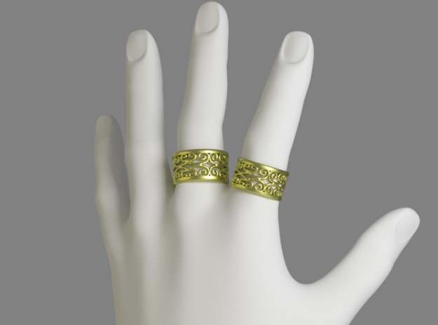 Noble Vines Ring - EU Size 58 in Polished Gold Steel