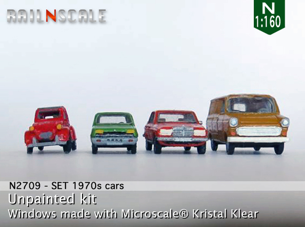 SET 4x 1970s cars (set A) in Tan Fine Detail Plastic