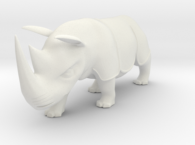 Rhinoceros Statue in White Natural Versatile Plastic