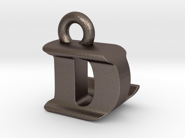 3D Monogram Pendant - DLF1 in Polished Bronzed Silver Steel