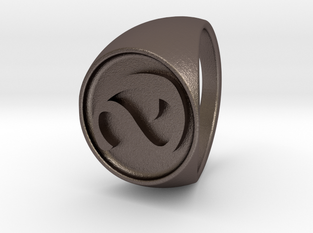 Custom Signet Ring 3 in Polished Bronzed Silver Steel
