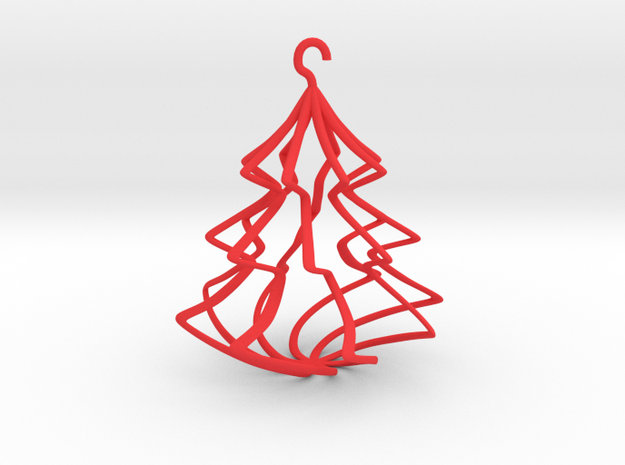 Wireframe Christmas Tree in Red Processed Versatile Plastic