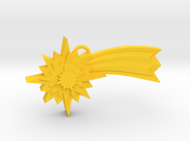 Ornament, Shooting Star 01 in Yellow Processed Versatile Plastic
