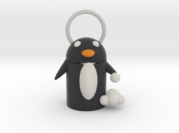 Snow Fight Penguin  Pendant  in Full Color Sandstone
