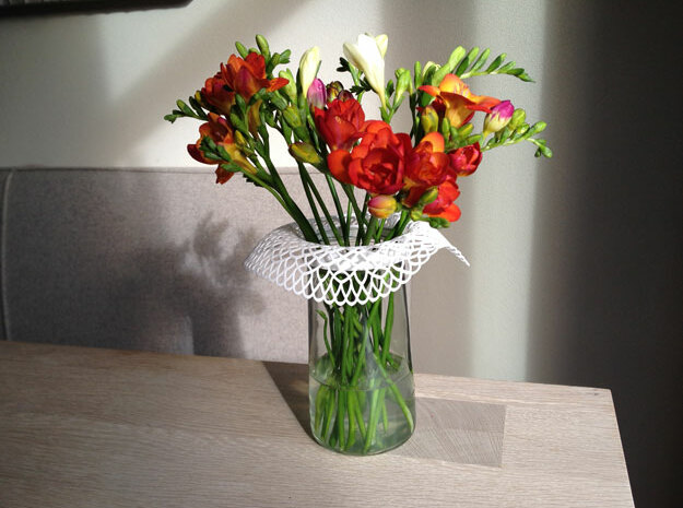 Collar Vase Dutch Lace for jar size:89 (6 leads) in White Natural Versatile Plastic