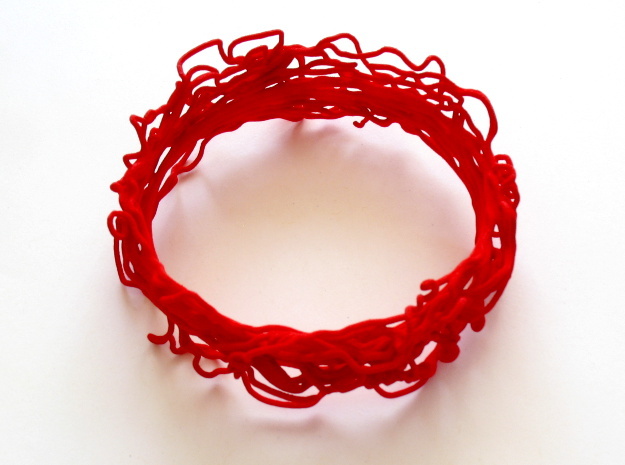 Turbulent Bangle 3 in Red Processed Versatile Plastic