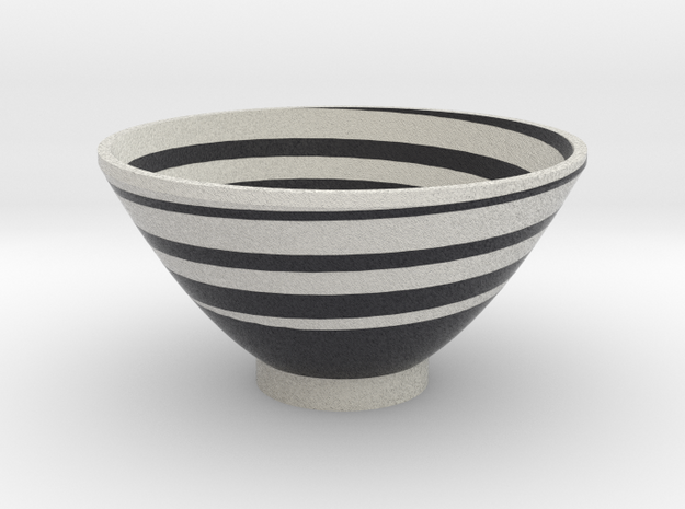 DRAW bowl - spiral black white in Full Color Sandstone