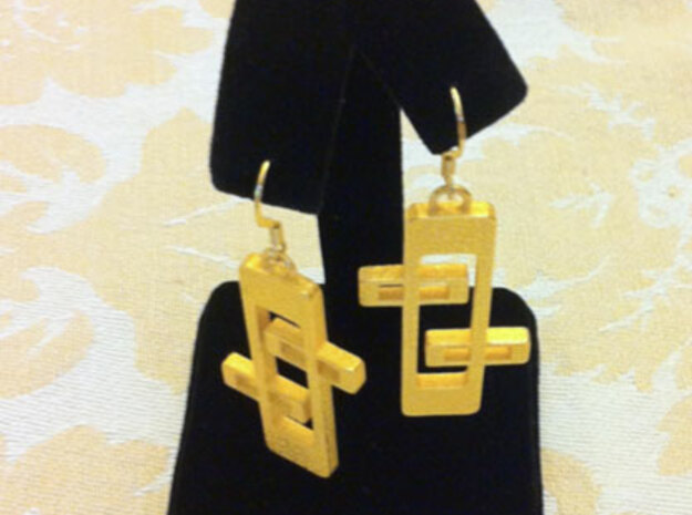 1950s "Googie" Inspired Earrings in Polished Gold Steel