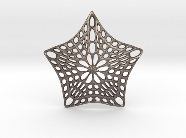 Decorative Ornament 'Star' in Polished Bronzed Silver Steel