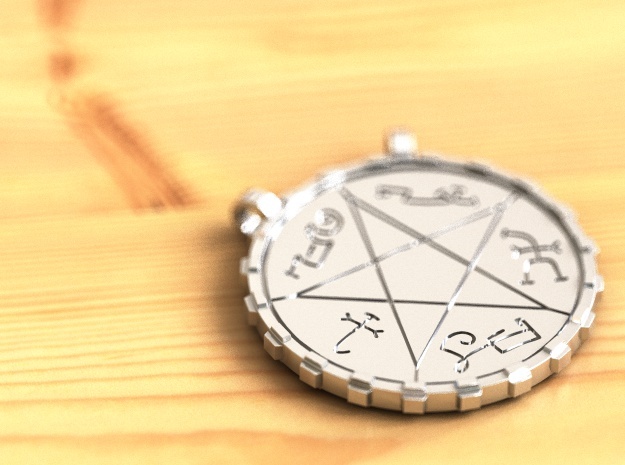 Devil's trap pendant in Fine Detail Polished Silver