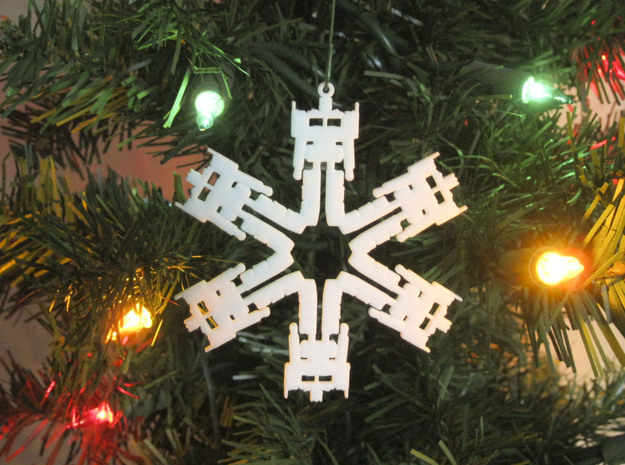 Snowflake Optimus Prime Ornament  in White Natural Versatile Plastic