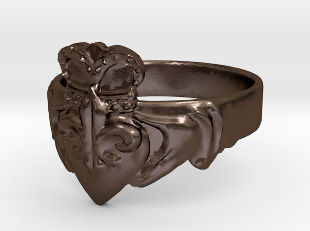 NOLA Claddagh, Ring Size 11 in Polished Bronze Steel