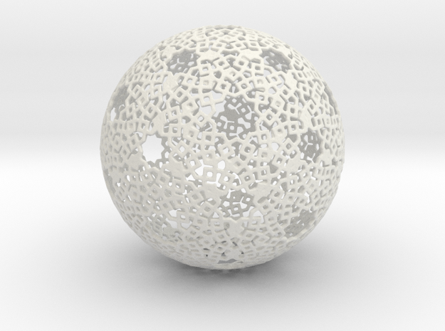 Polygonal Sphere in White Natural Versatile Plastic