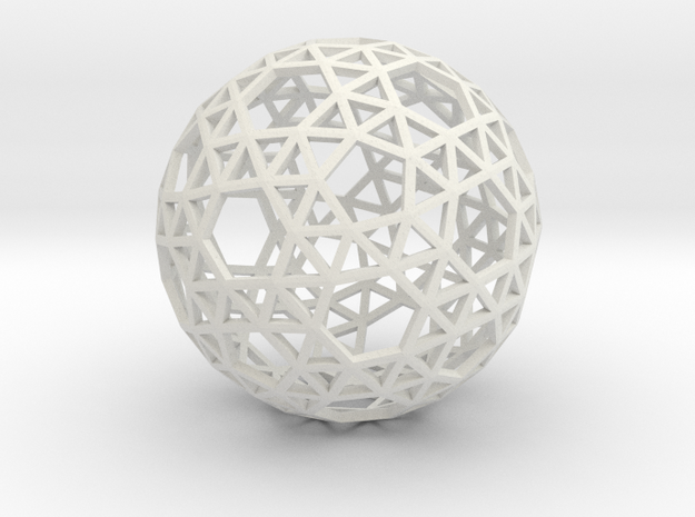 Triangulated Sphere in White Natural Versatile Plastic