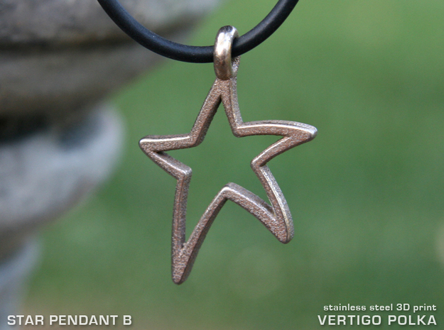 Star Pendant B in Polished Bronzed Silver Steel