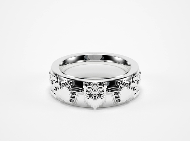 8-bit Claddagh Ring in Natural Silver: 5.5 / 50.25