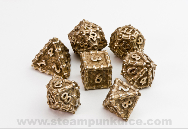 Dragon Dice Set in Polished Bronzed Silver Steel