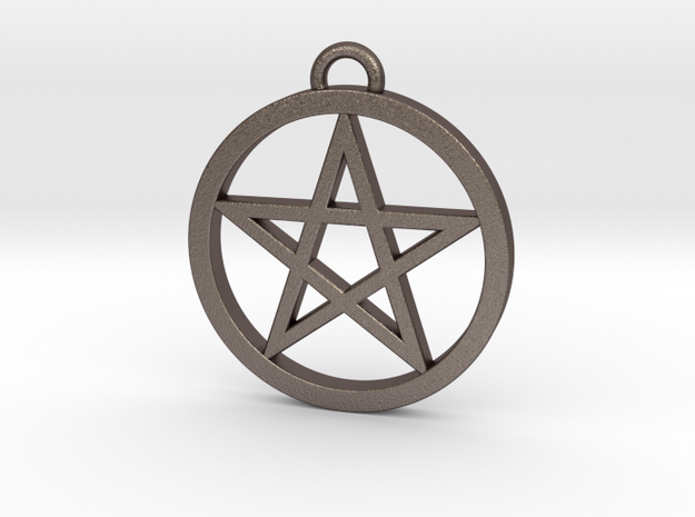Pentacle Pendant / Keychain 3cm in Polished Bronzed Silver Steel