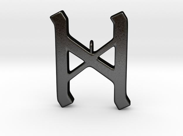 Rune Pendant - Dæg in Matte Black Steel