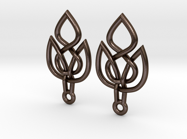 Celtic Knot Leaf Earrings in Polished Bronze Steel