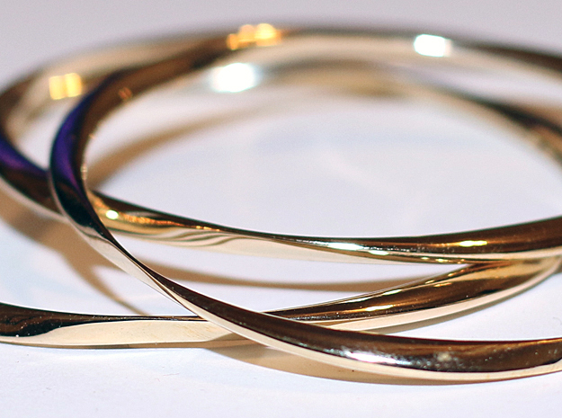 Twisted Bangle Bracelet LARGE in Polished Brass