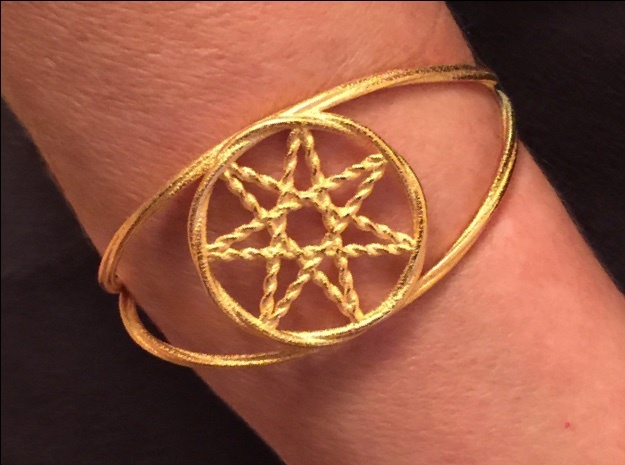Woven Fairy Star armband/cuff in Polished Gold Steel