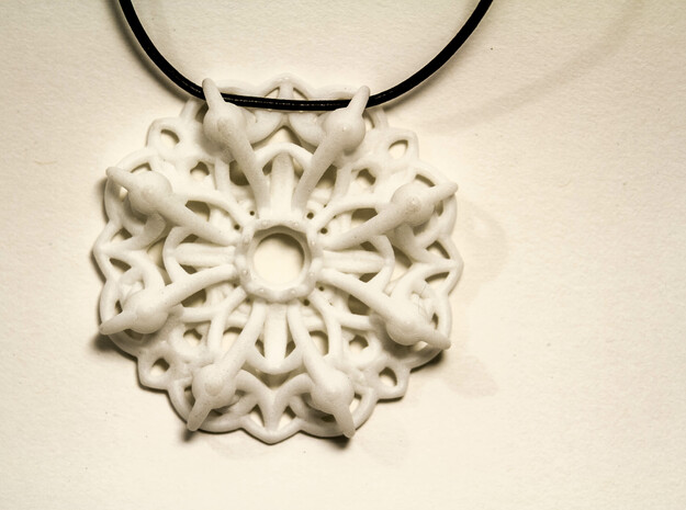 Mandala Flow Pendant in White Processed Versatile Plastic
