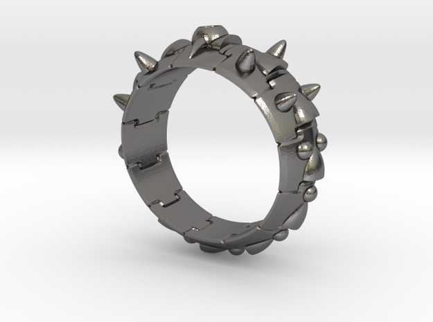 Armor Ring 01 (with stone hole) US13.5 in Polished Nickel Steel
