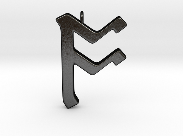 Rune Pendant - Ōs in Matte Black Steel