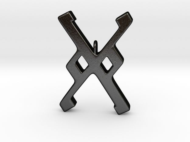 Rune Pendant - Gār in Matte Black Steel