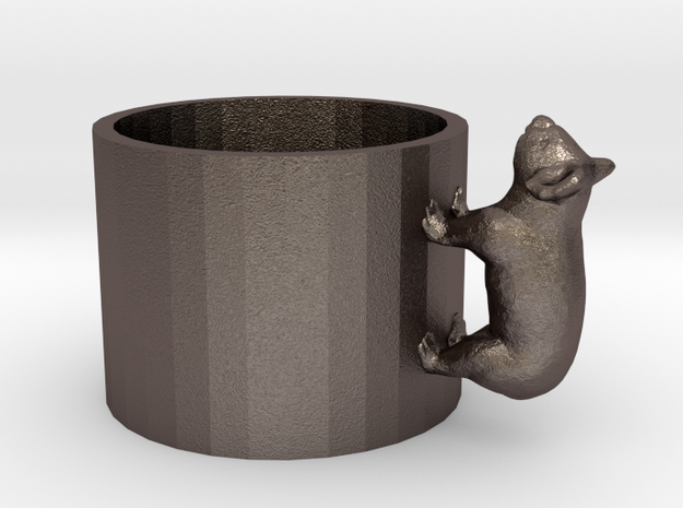 Small Koala Cup-porcelain Shapeways Test in Polished Bronzed Silver Steel