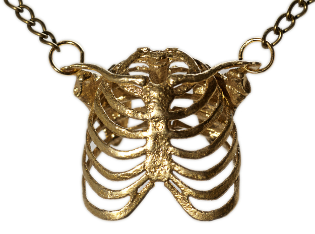 Ribcage pendant in Natural Brass
