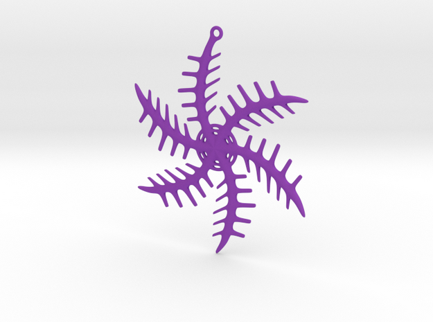 Ornament, Snowflake 001 in Purple Processed Versatile Plastic