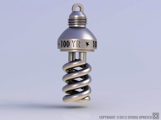 100 Yr. Light Bulb in Polished Bronzed Silver Steel