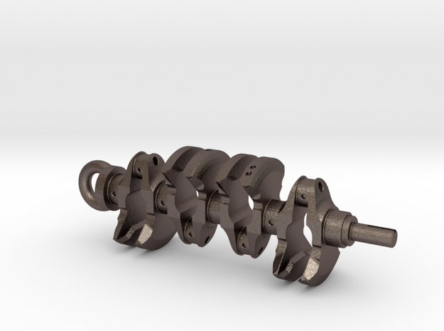 V8 Crank Shaft Keychain in Polished Bronzed Silver Steel