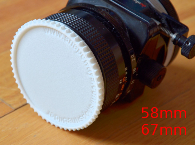 Double threaded lens cap: 67 and 58 mm in White Natural Versatile Plastic