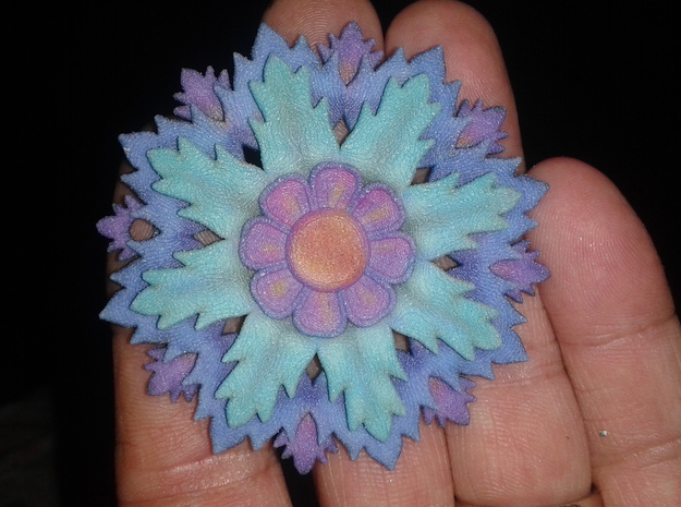 Full Color Flower Pendant With Hole in Full Color Sandstone