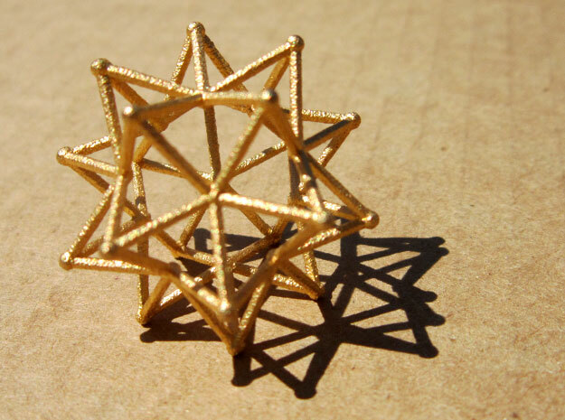 Stellated Icosohedron WireBalls - 3cm in Polished Gold Steel