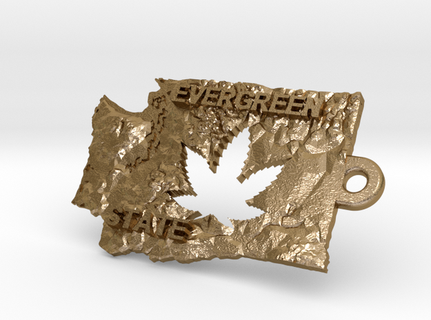 Washington State marijuana key fob in Polished Gold Steel