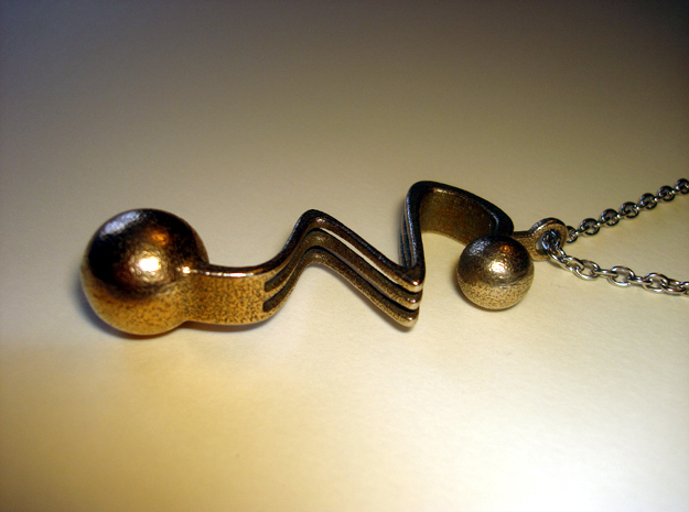 Swiggle Pendant in Polished Bronzed Silver Steel