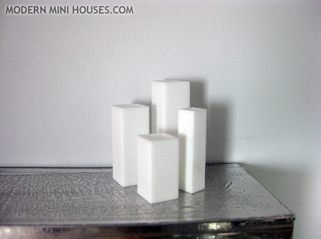 Tower Vase Collection 1:12 scale dollhouse minis in White Processed Versatile Plastic